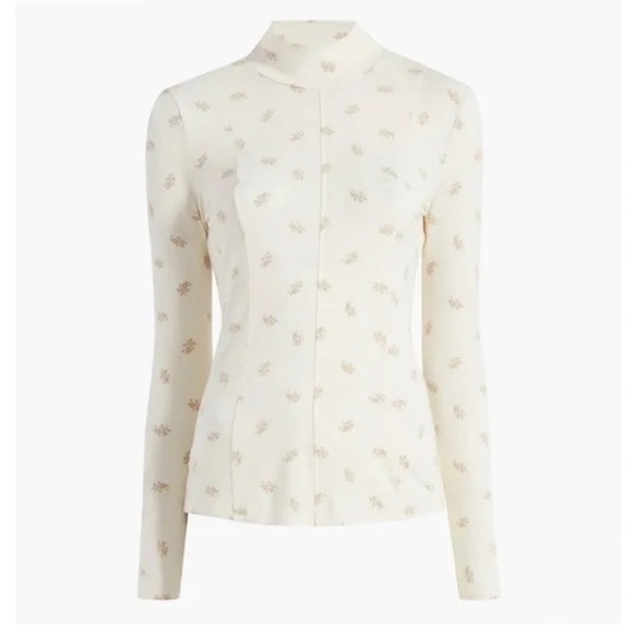 Hill House Tops - Women’s HILL HOUSE The Temi Top- Long sleeve fitted paisley turtleneck- Size S